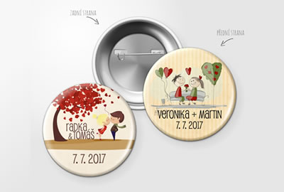 Svatební buttony - placky - odznaky