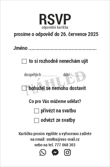 RSVP - odpovědní kartička na svatbu