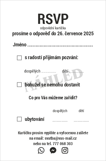 RSVP - odpovědní kartička na svatbu