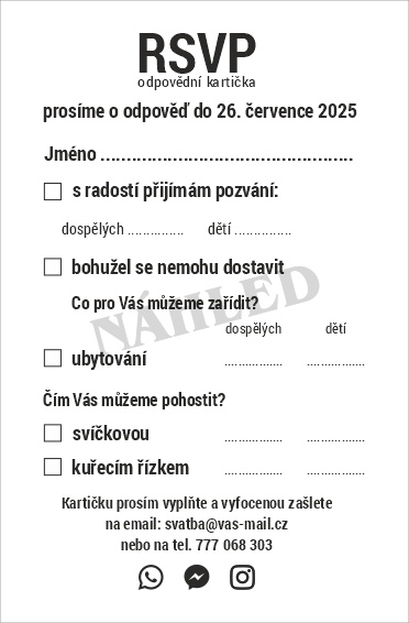 RSVP - odpovědní kartička na svatbu